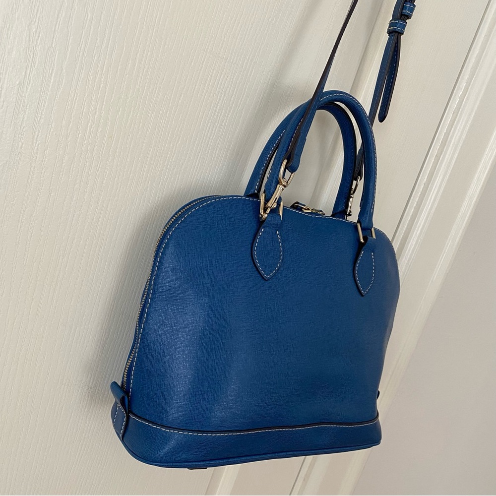 Dooney & Bourke Blue Leather Dome Satchel Shoulder Bag - Picture 8 of 12